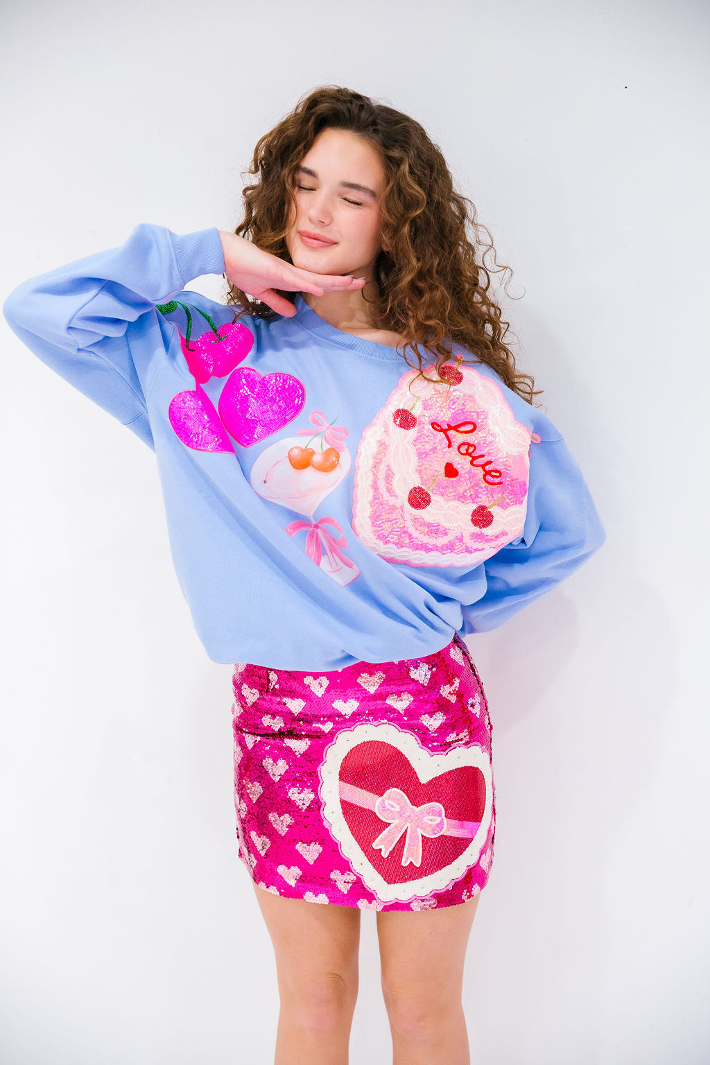 CHERRY ON TOP BLUE PULLOVER