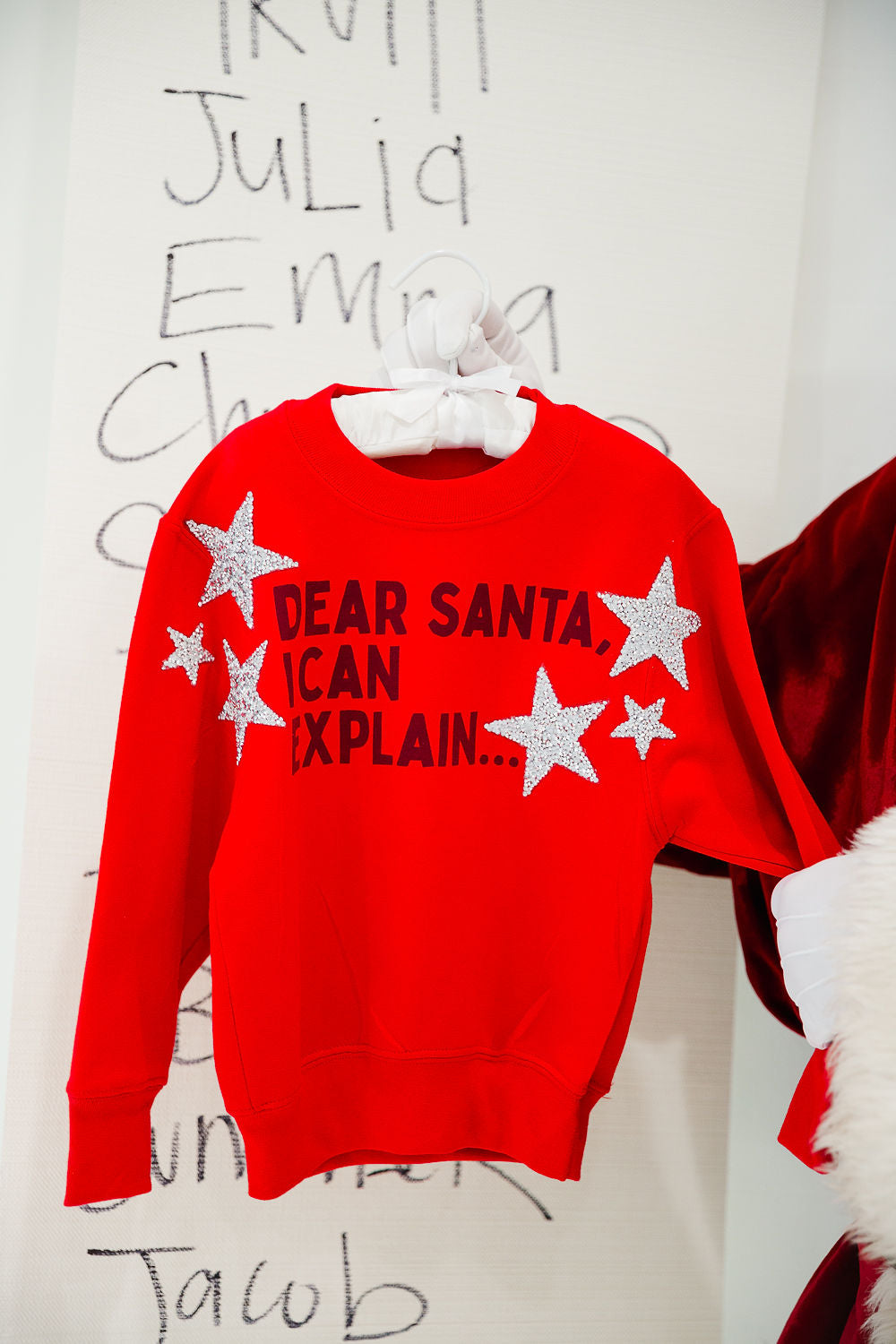 MINI KIDS DEAR SANTA, I CAN EXPLAIN RED PULLOVER PULLOVER Judith March