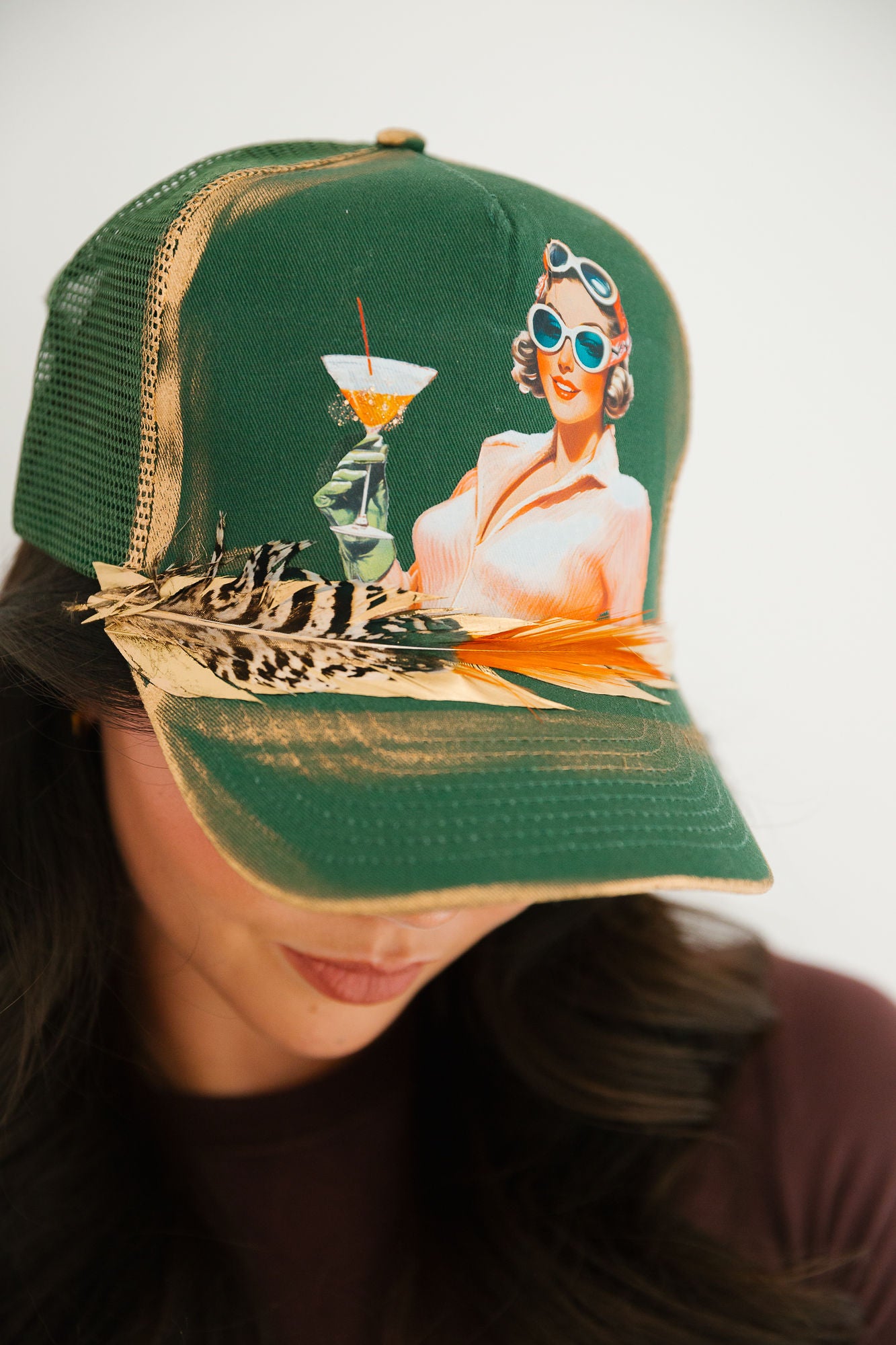 SLOPESIDE SPRITZ GREEN STRUCTURED HAT TRUCKER HAT Judith March