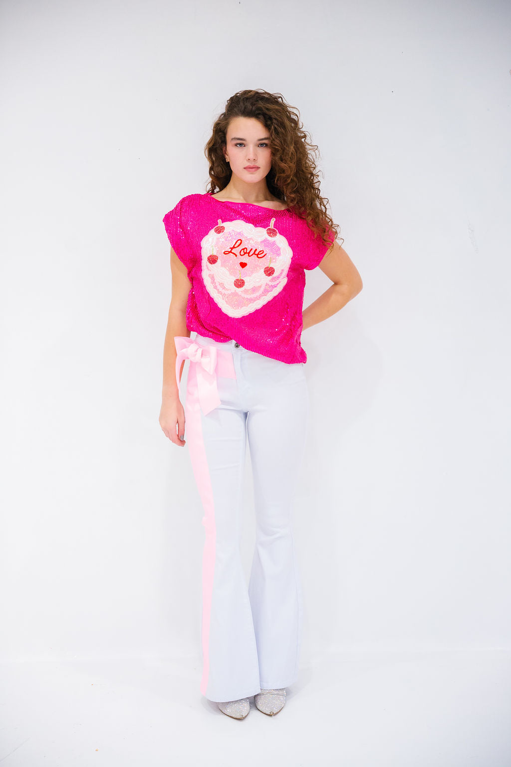 SUGAR HEART PINK SEQUIN TOP