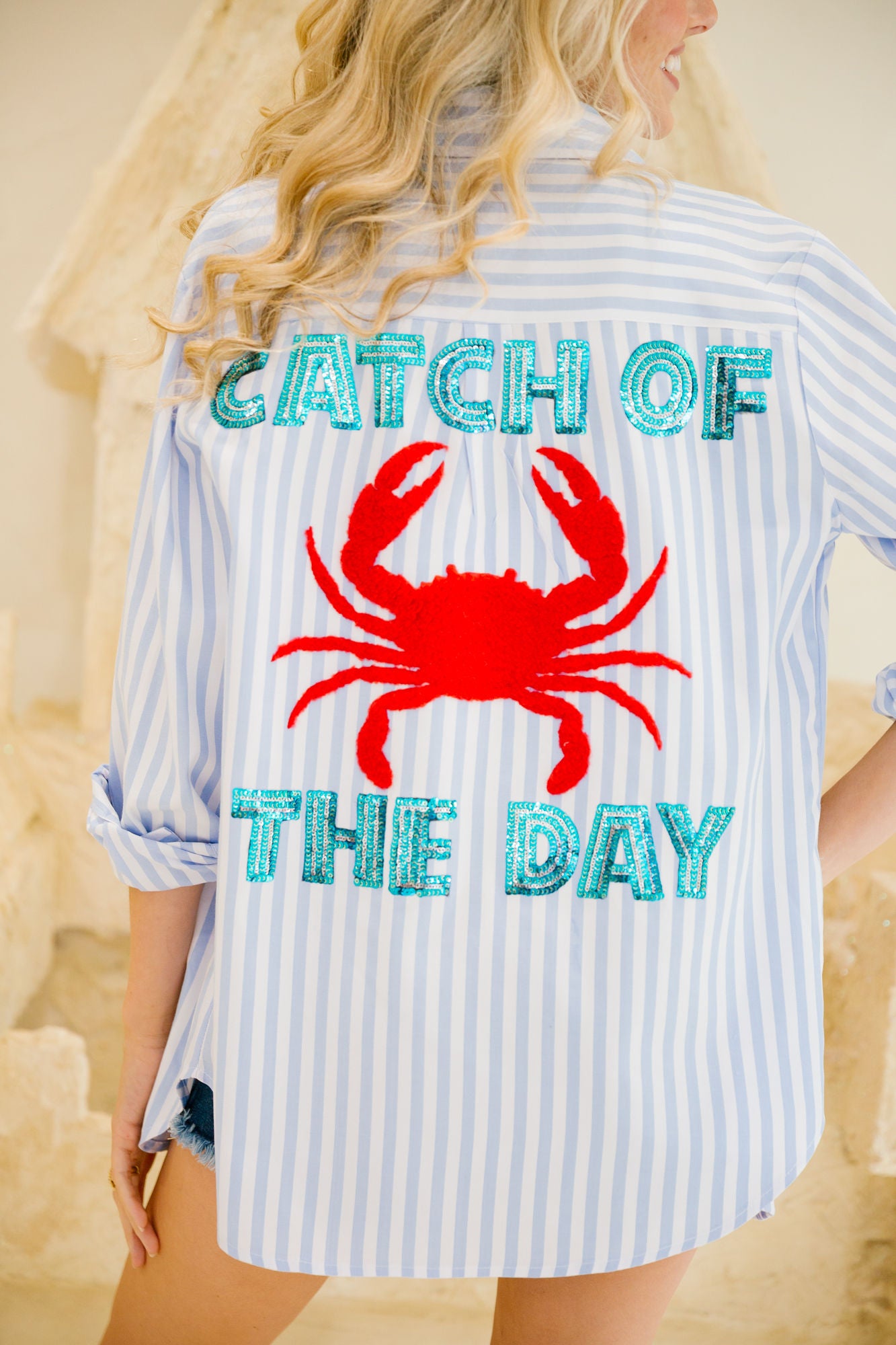 CATCH OF THE DAY CRAB BUTTON DOWN SWEATER Judith March