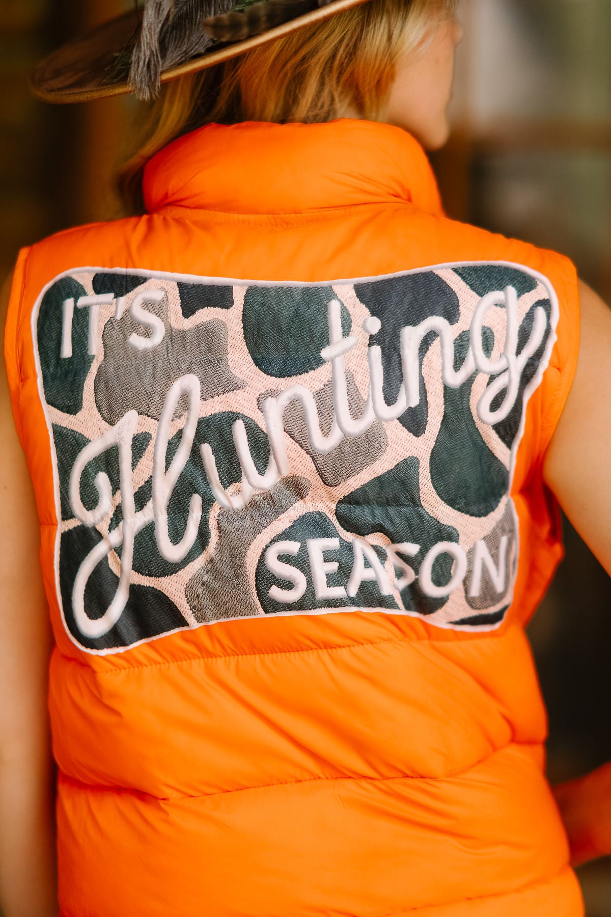 IT'S HUNTING SEASON ORANGE VEST VEST Judith March