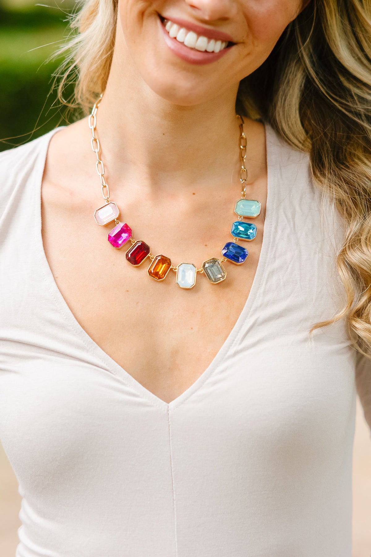 THE RAINBOW ROW STATEMENT NECKLACE NECKLACE Judith March