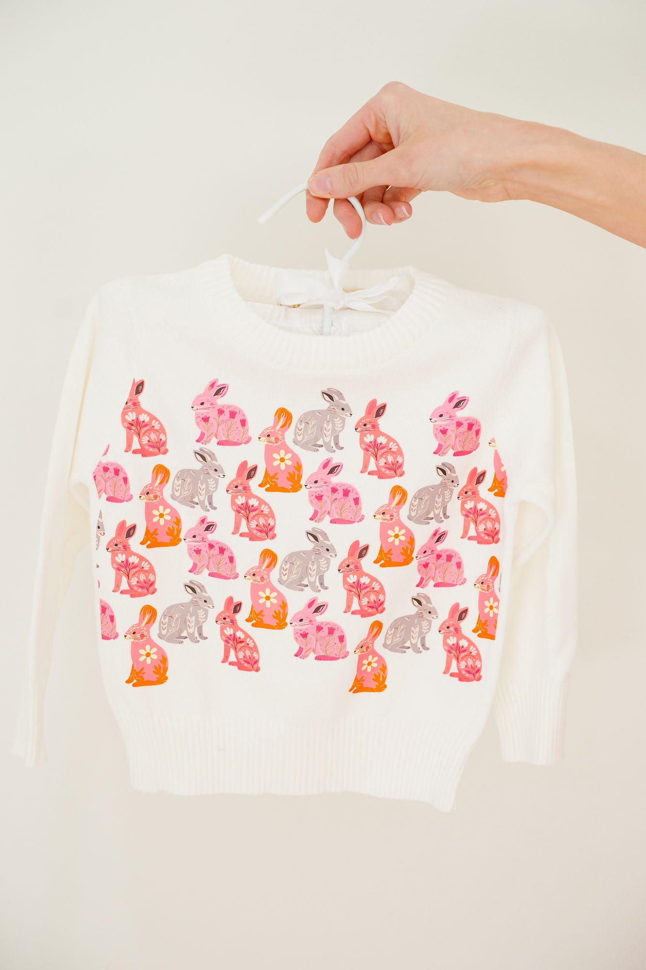 MINI KIDS BUNNY GARDEN WHITE SWEATER SWEATER Judith March