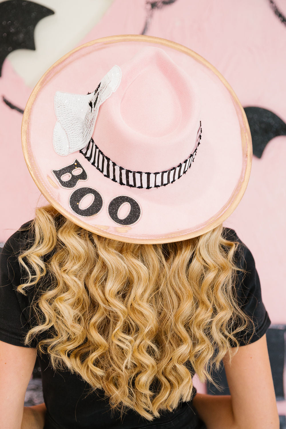 GHOSTLY BOO PINK RANCHER HAT TRUCKER HAT Judith March