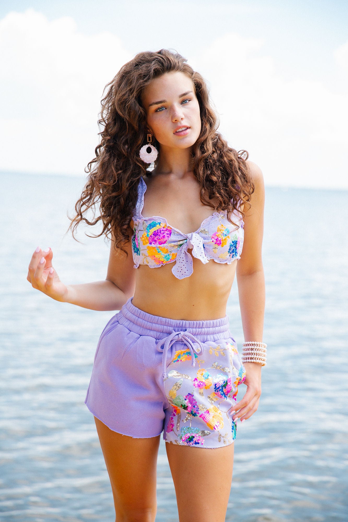 LAVENDER BLOOM LOUNGE SHORTS SHORTS Judith March