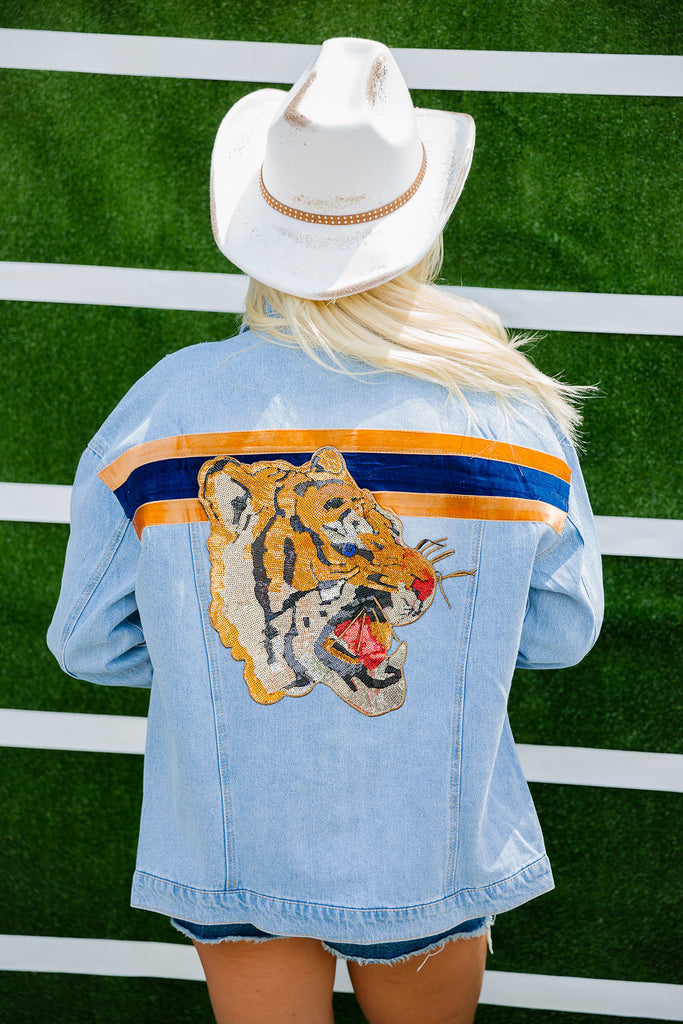 GO GET EM TIGERS DENIM JACKET JACKET Judith March SMALL  
