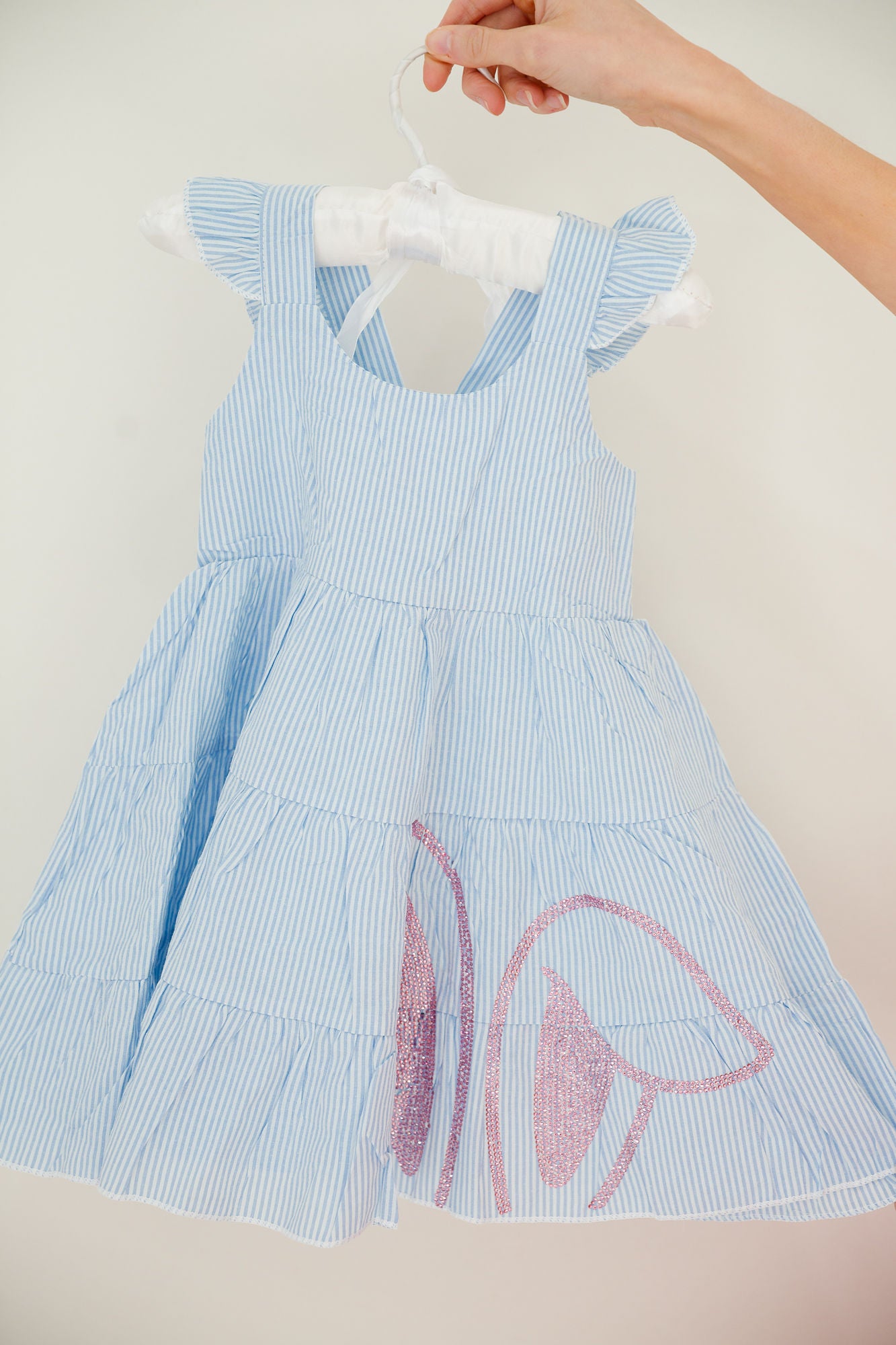 MINI KIDS BUNNY EARS BLUE STRIPED DRESS DRESS Judith March