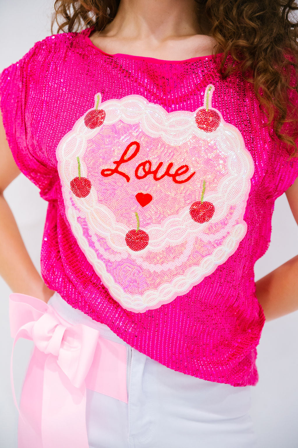 SUGAR HEART PINK SEQUIN TOP