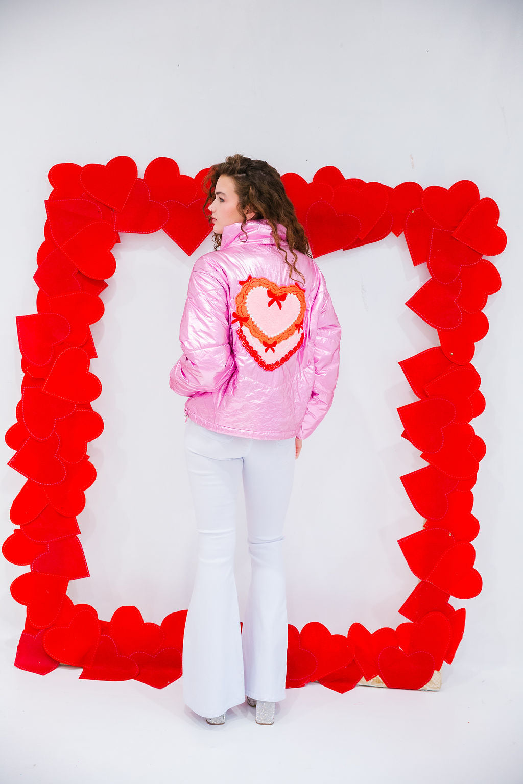 SUGAR HEART PINK PUFFER JACKET
