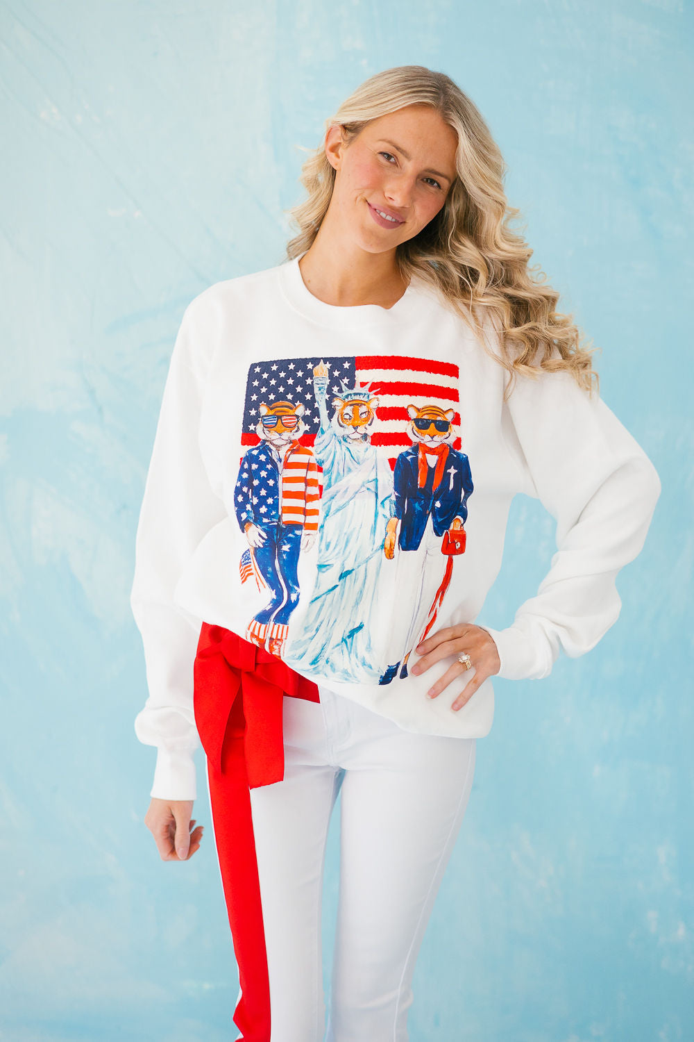STARS AND STRIPES WHITE PULLOVER PULLOVER Judith March