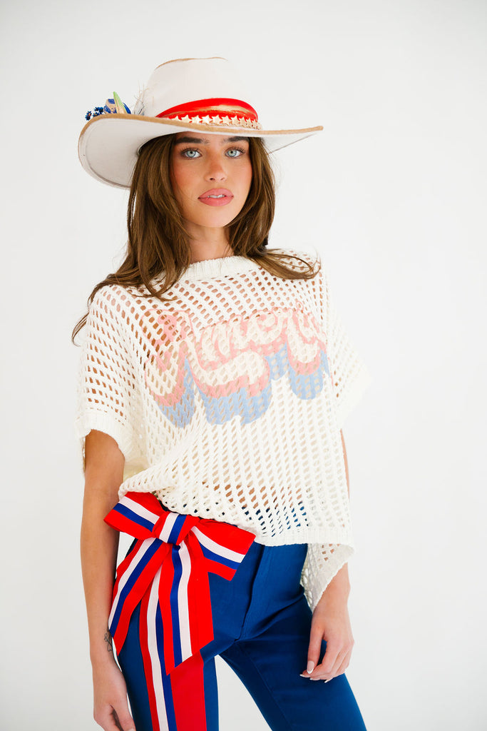 AMERICA WHITE CROCHET TOP TOP Judith March