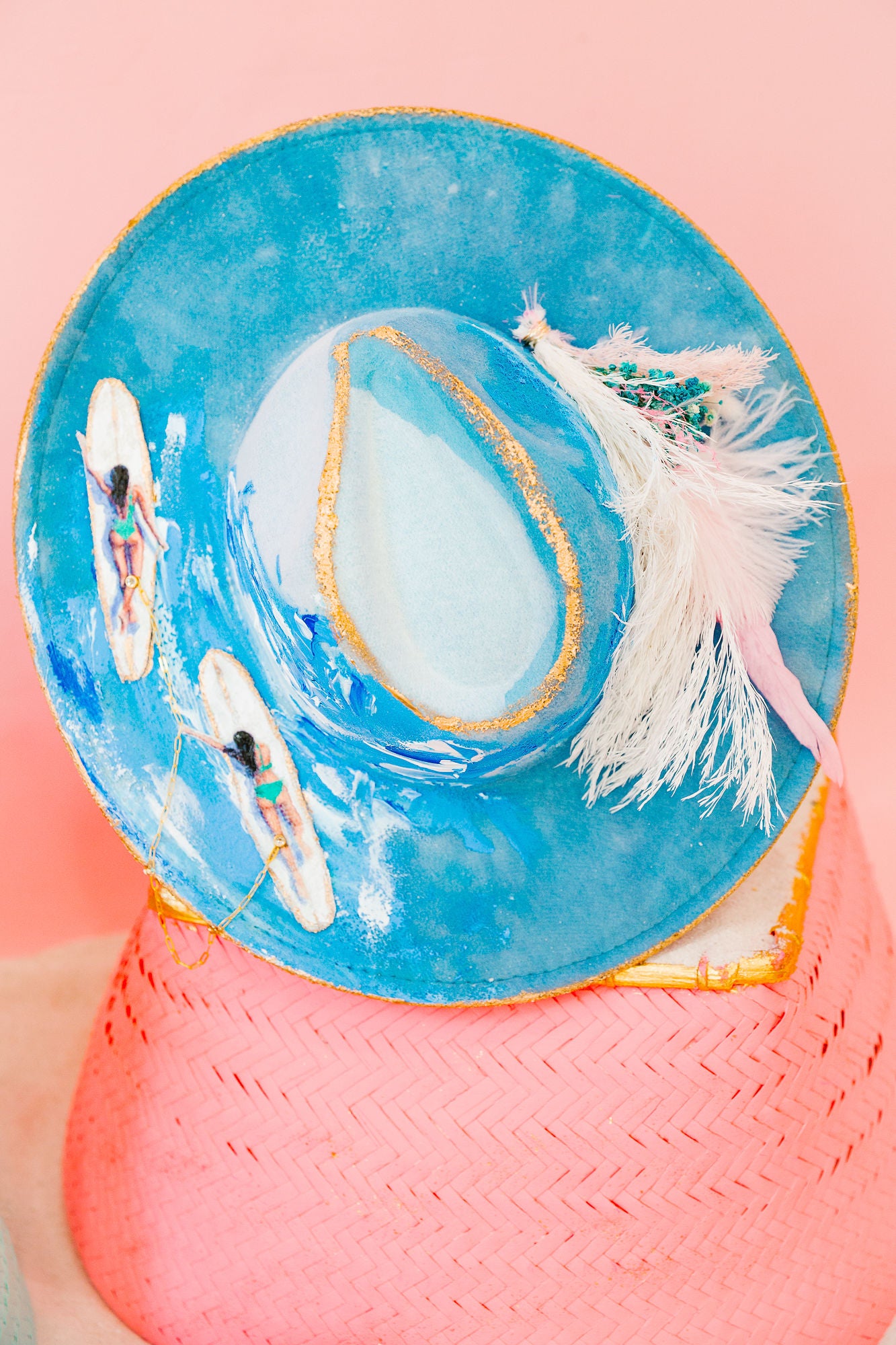 SURF THE COAST HAND PAINTED RANCHER HAT RANCHER HAT Judith March
