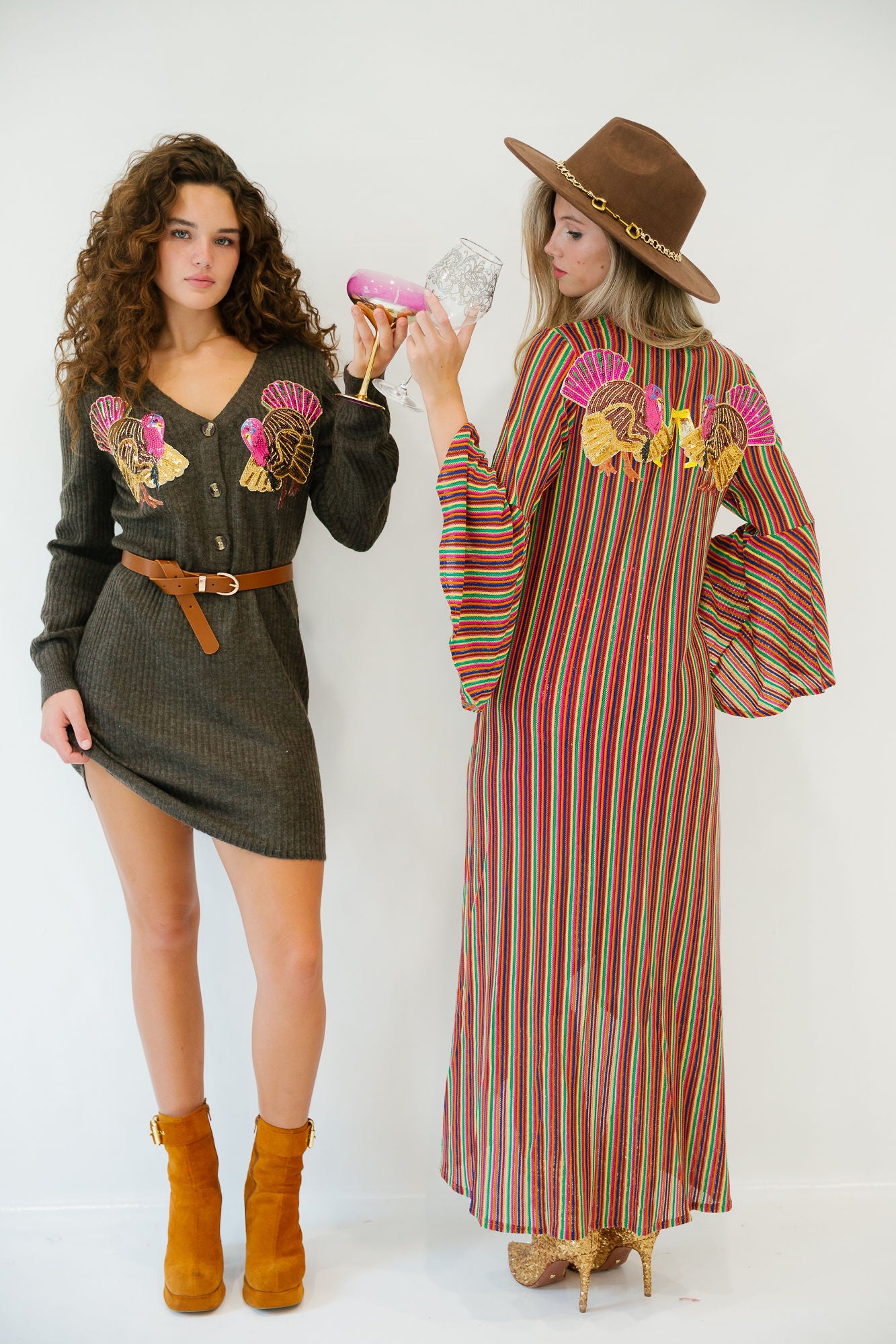 TURKEY CHEERS STRIPED DUSTER DUSTER Judith March