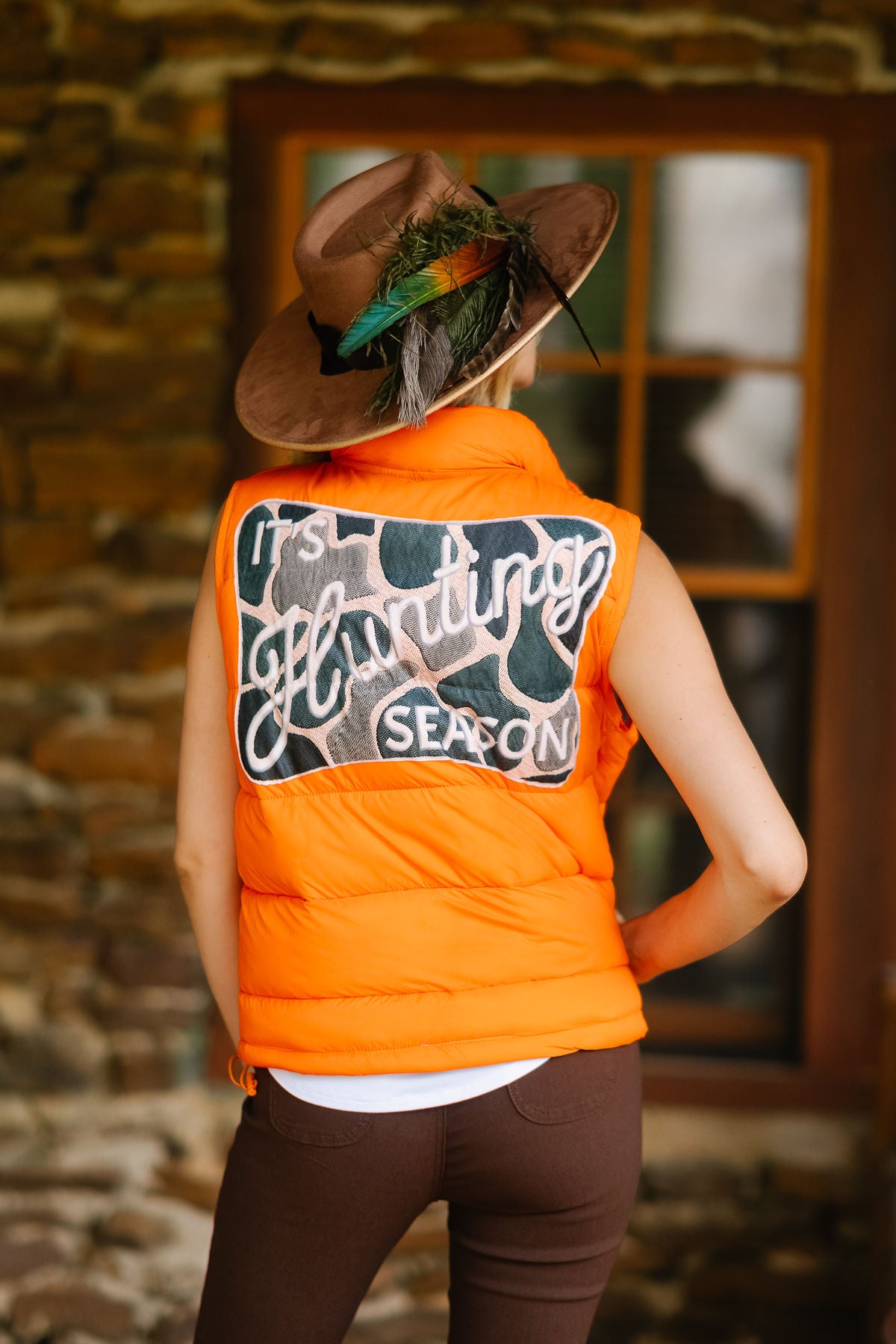 IT'S HUNTING SEASON ORANGE VEST VEST Judith March