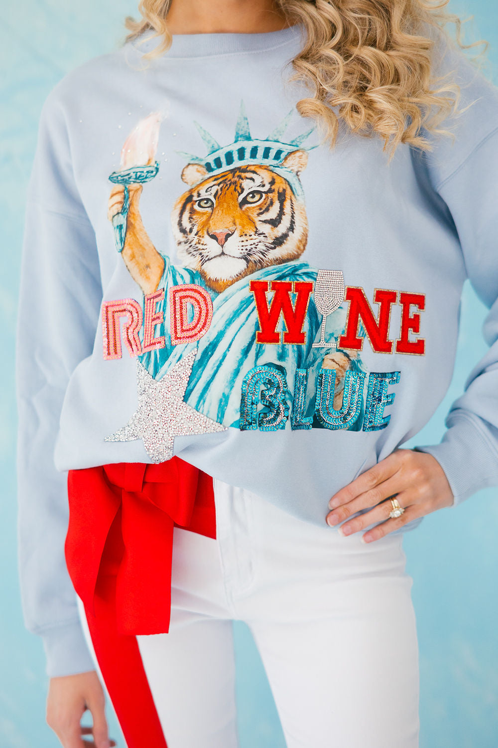 RED WINE AND BLUE TIGER PULLOVER PULLOVER Judith March