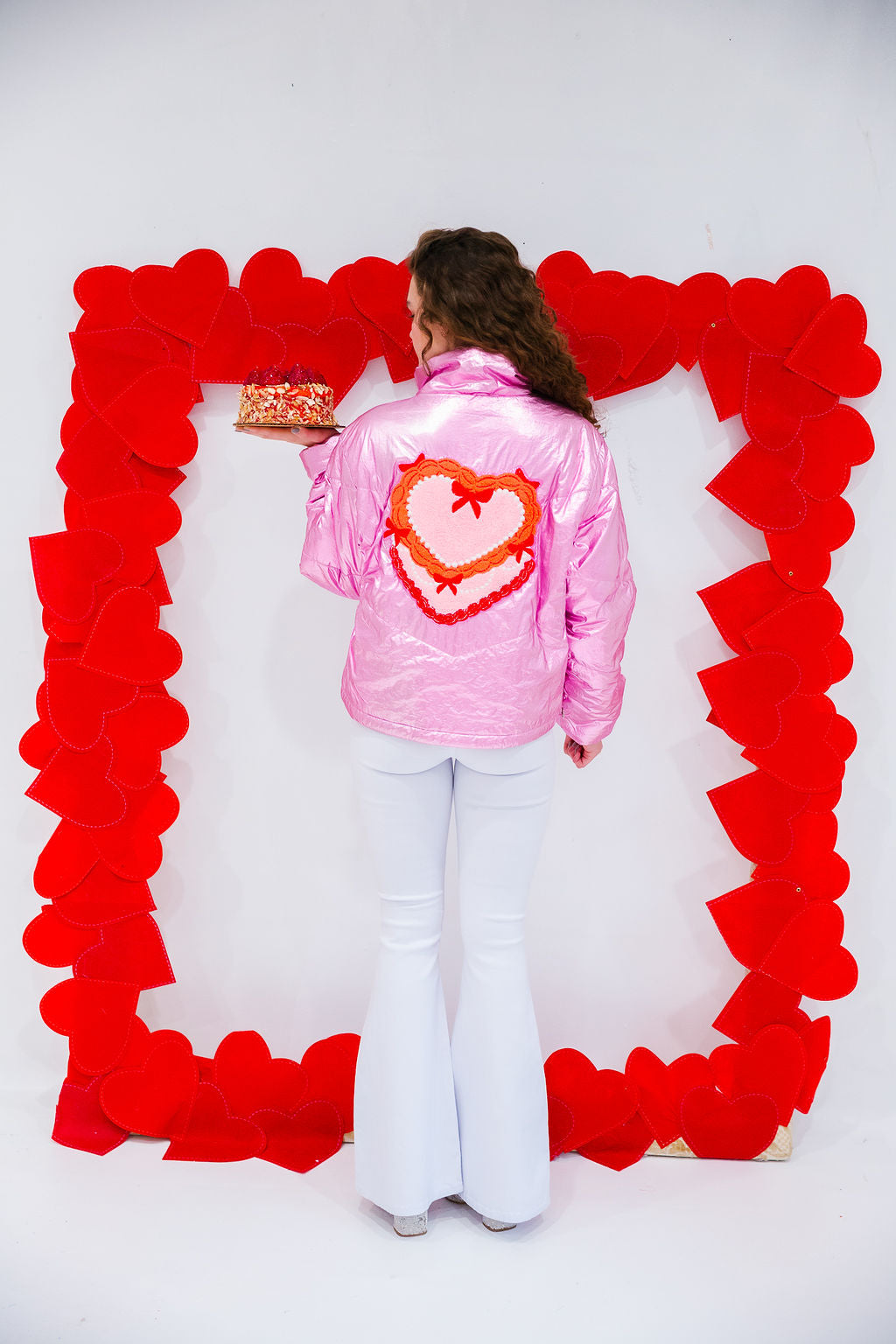 SUGAR HEART PINK PUFFER JACKET