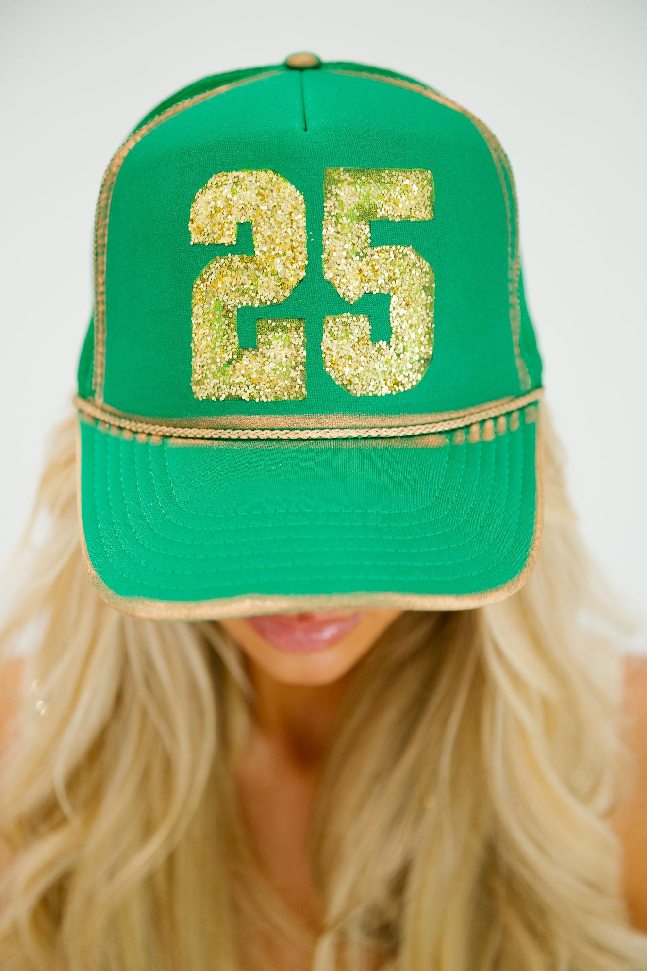 CUSTOM GLITTER NUMBER TRUCKER HATS HAT Judith March