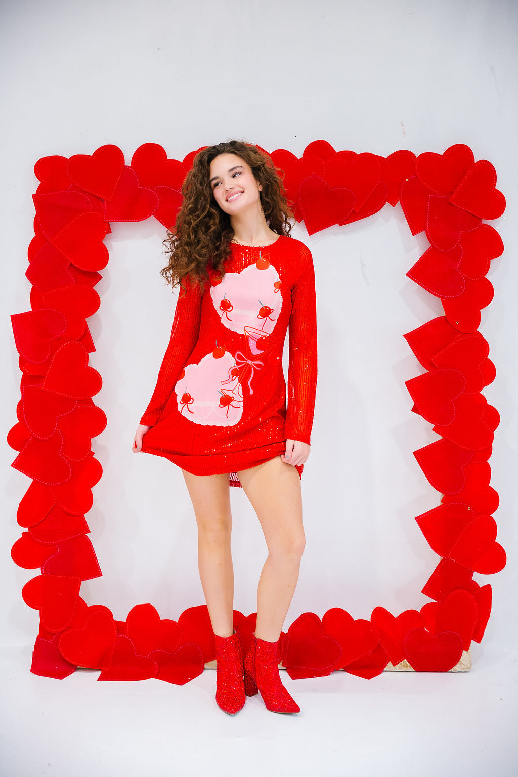 SUGAR HEART RED SEQUIN DRESS DRESS Judith March