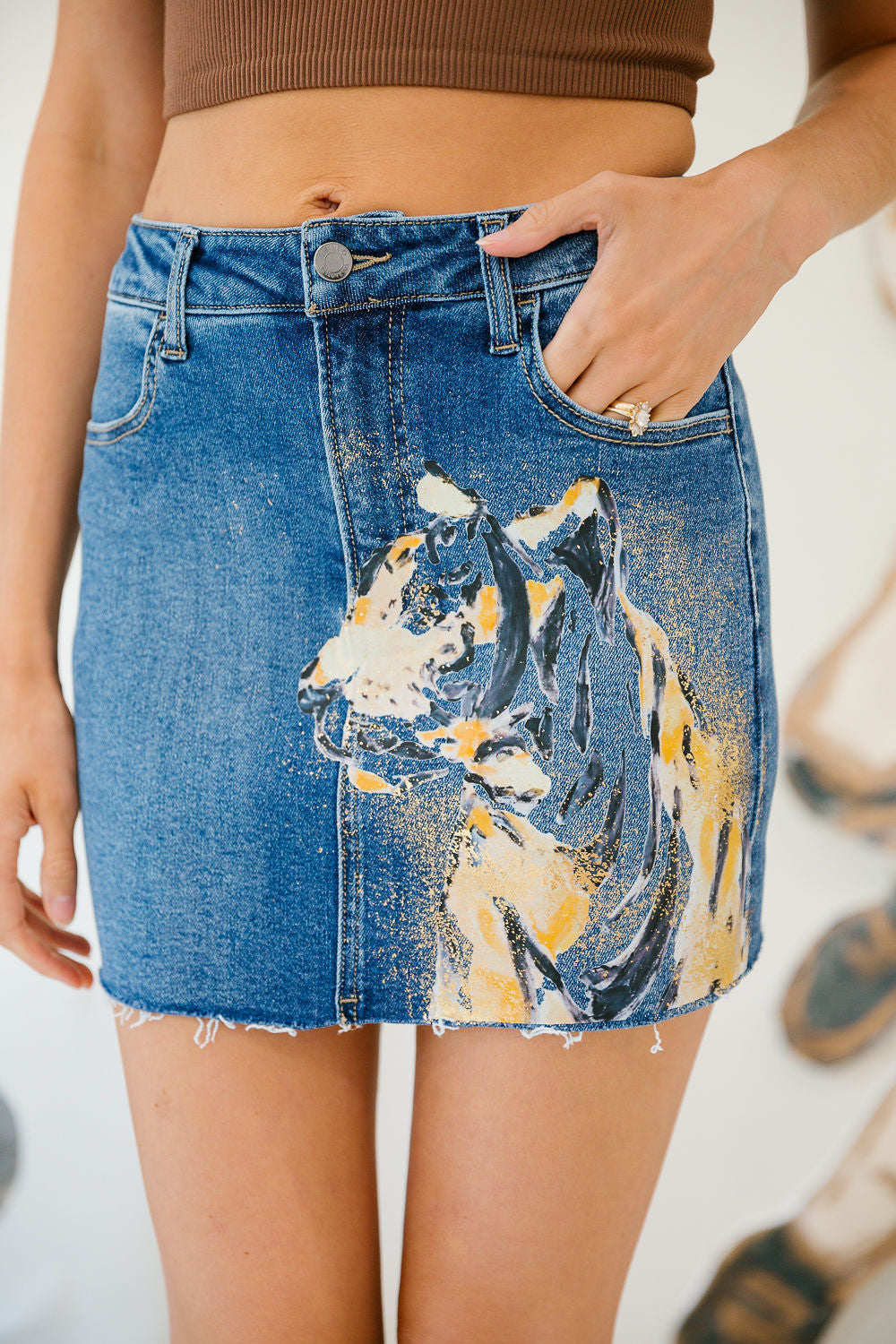 THE SATURDAY SPIRIT HAND PAINTED DENIM SKIRTS