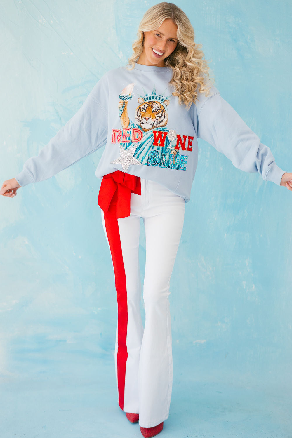 RED WINE AND BLUE TIGER PULLOVER PULLOVER Judith March