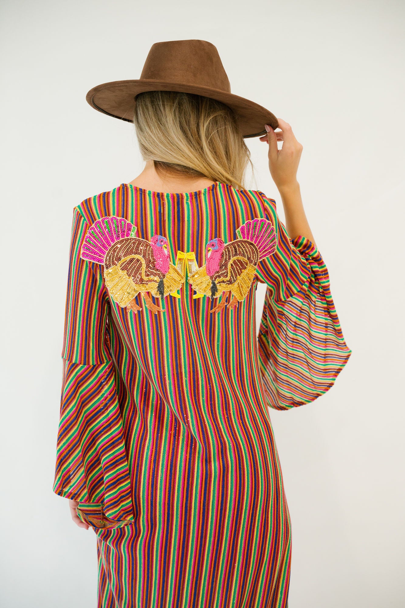 TURKEY CHEERS STRIPED DUSTER DUSTER Judith March