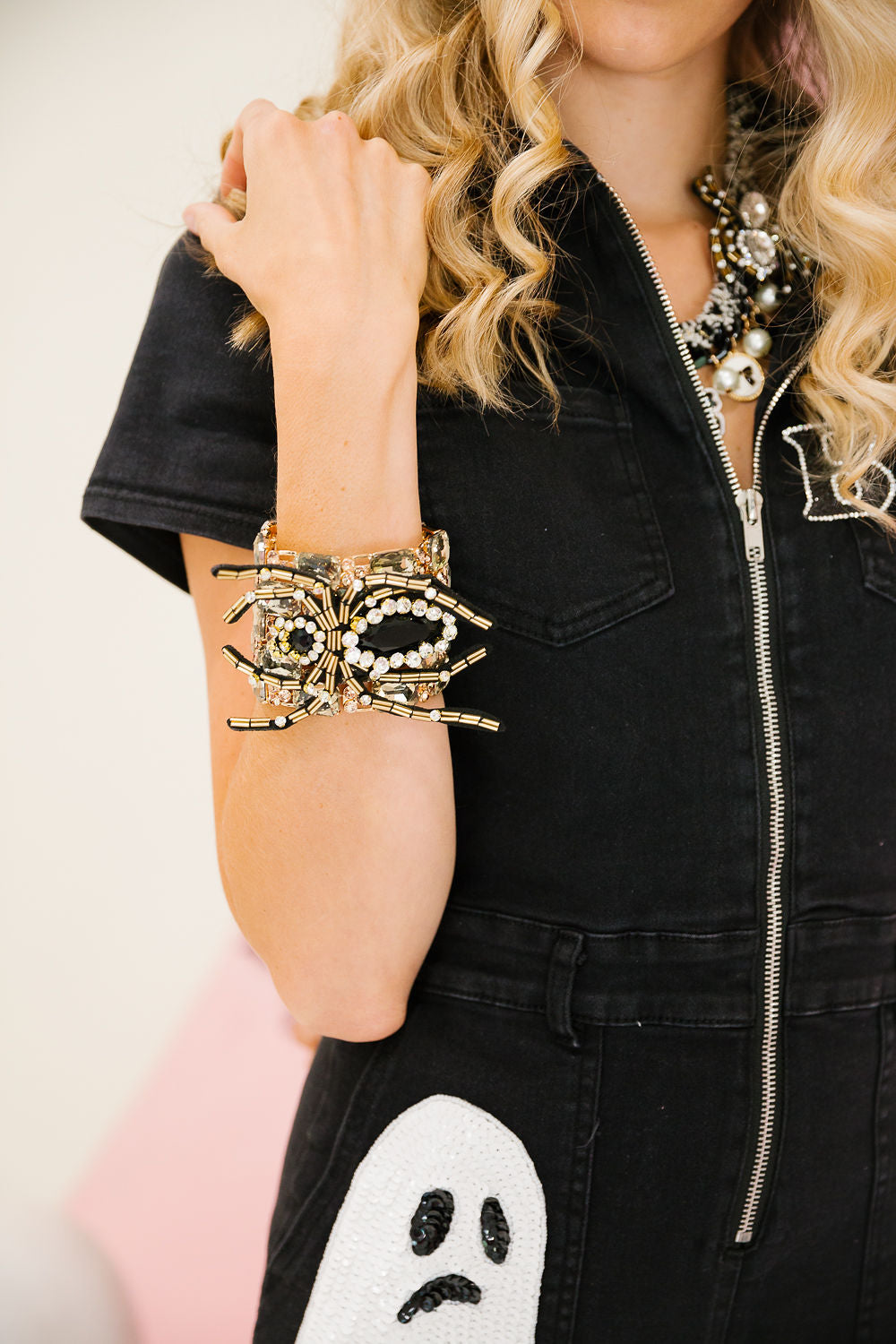 MIDNIGHT SPIDER CRYSTAL STRETCH BRACELET BRACELET Judith March