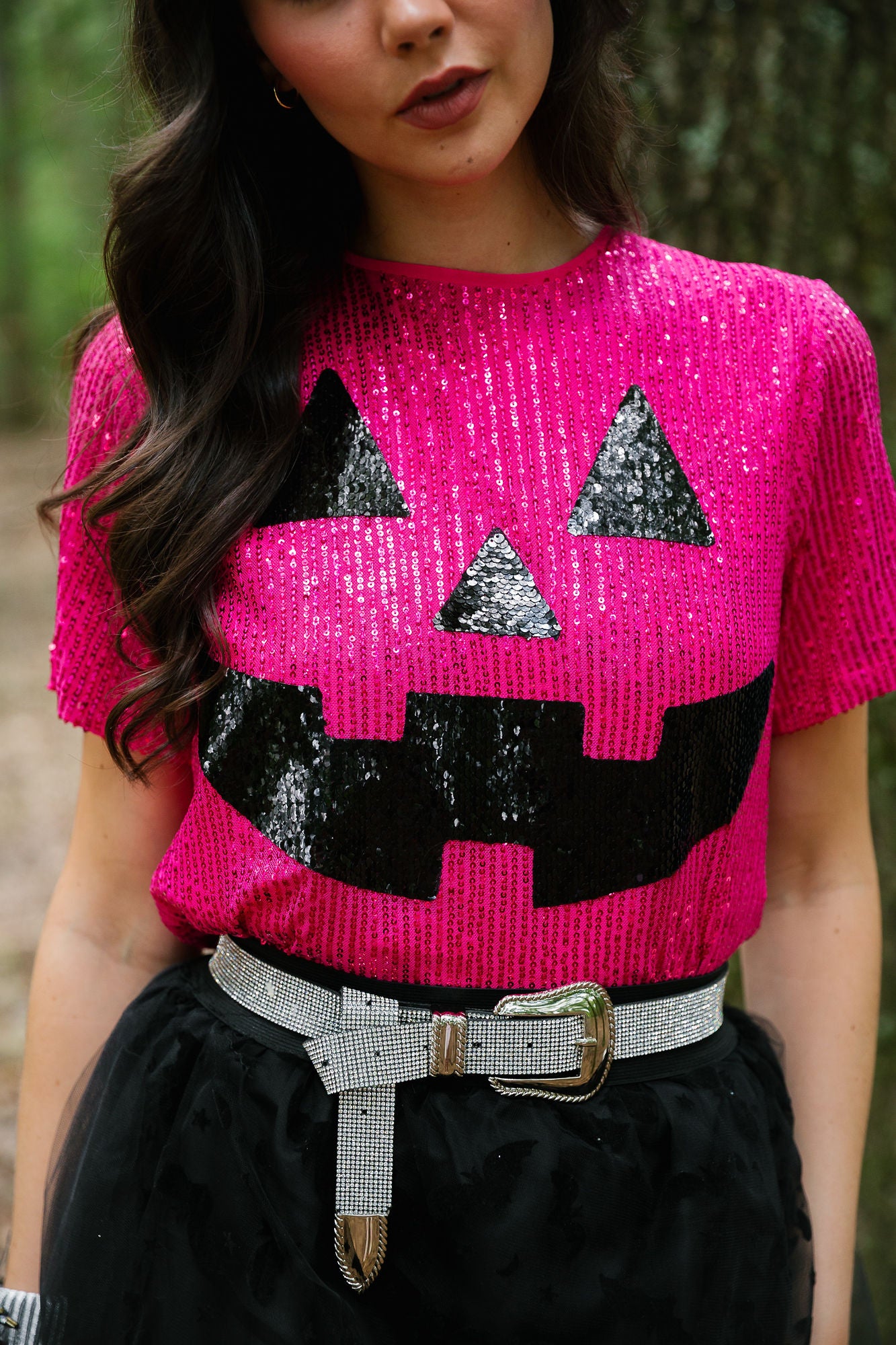 SPOOKTACULAR PINK SEQUIN TOP TOP Judith March