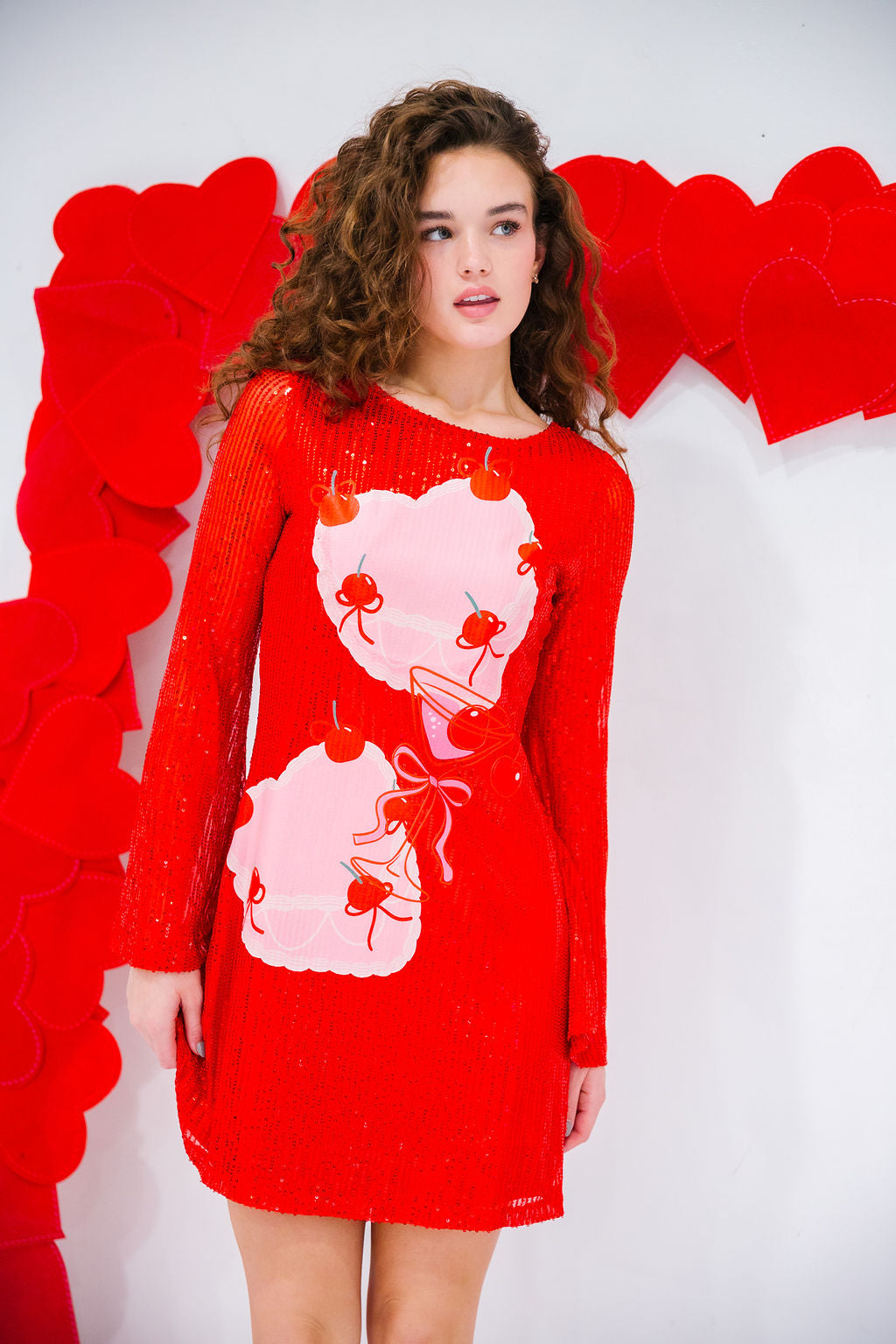 SUGAR HEART RED SEQUIN DRESS DRESS Judith March