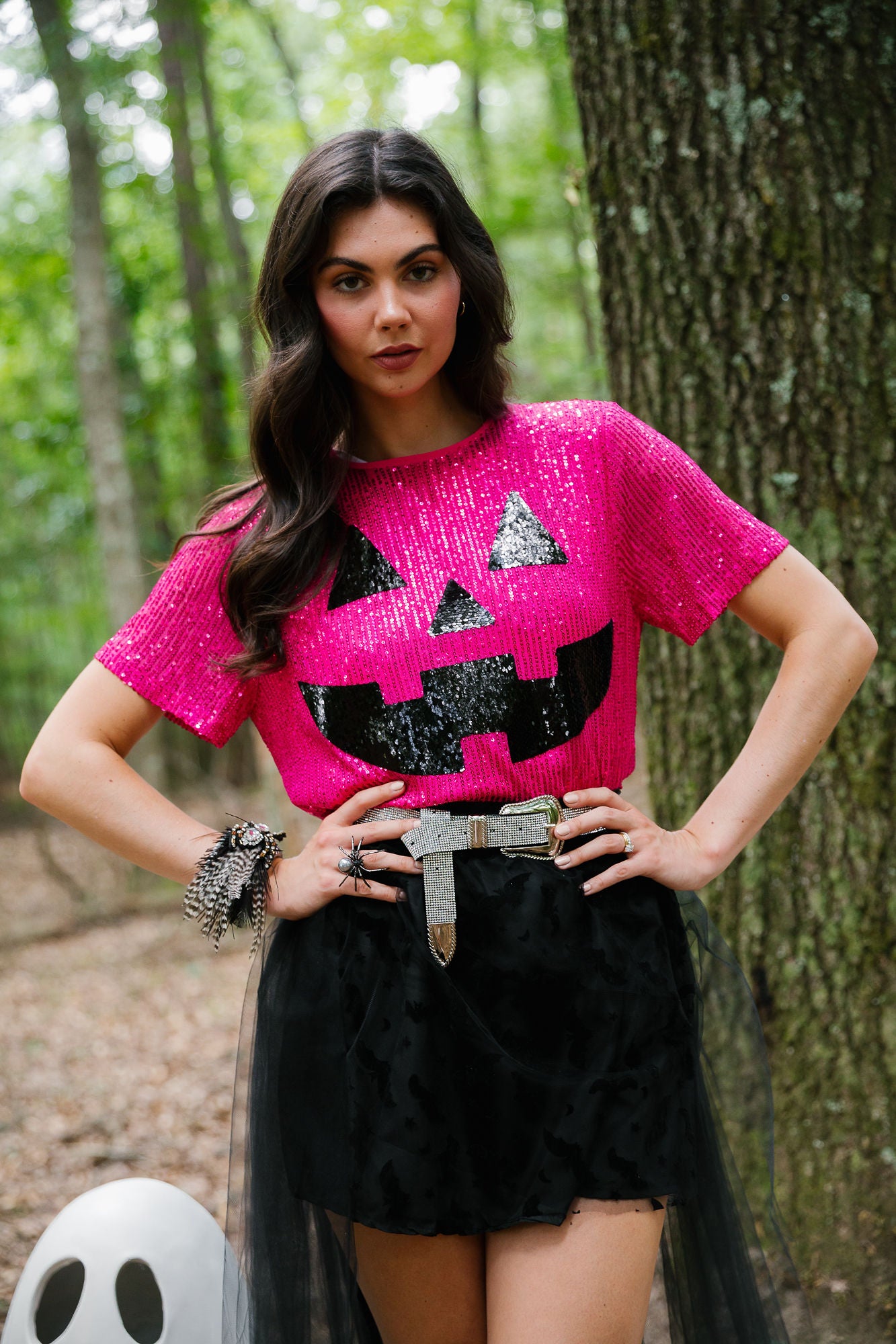 SPOOKTACULAR PINK SEQUIN TOP TOP Judith March