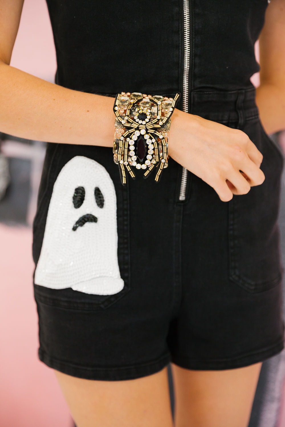MIDNIGHT SPIDER CRYSTAL STRETCH BRACELET BRACELET Judith March