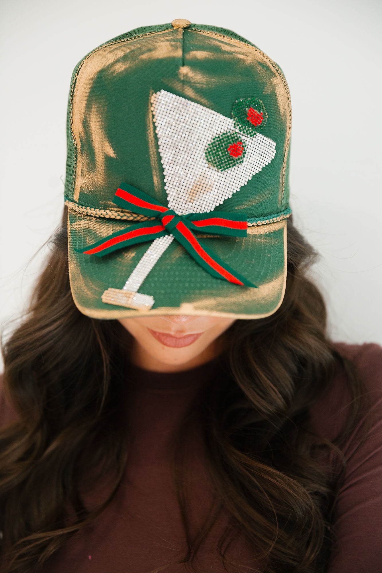 OLIVE MARTINI GREEN STRUCTURED HAT TRUCKER HAT Judith March