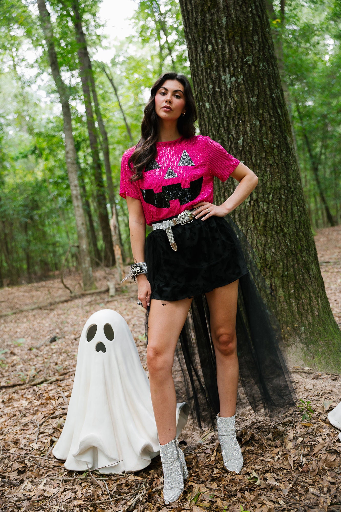 SPOOKTACULAR PINK SEQUIN TOP TOP Judith March