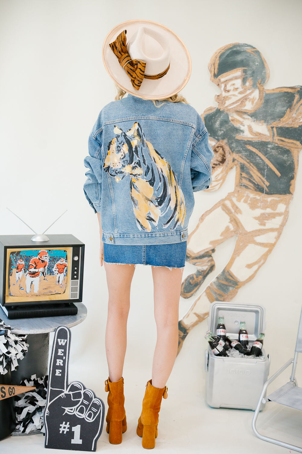 READY TO ROAR HAND PAINTED DENIM JACKET