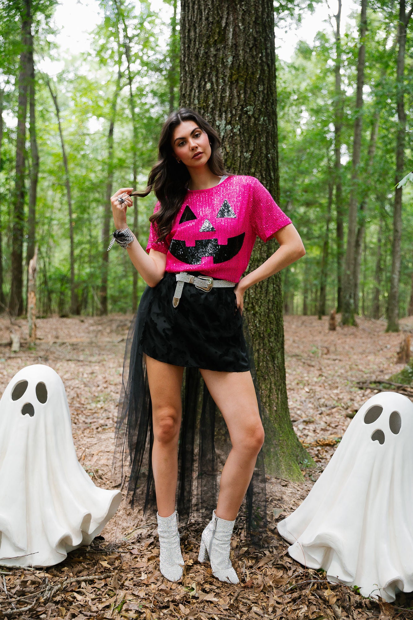 SPOOKTACULAR PINK SEQUIN TOP TOP Judith March