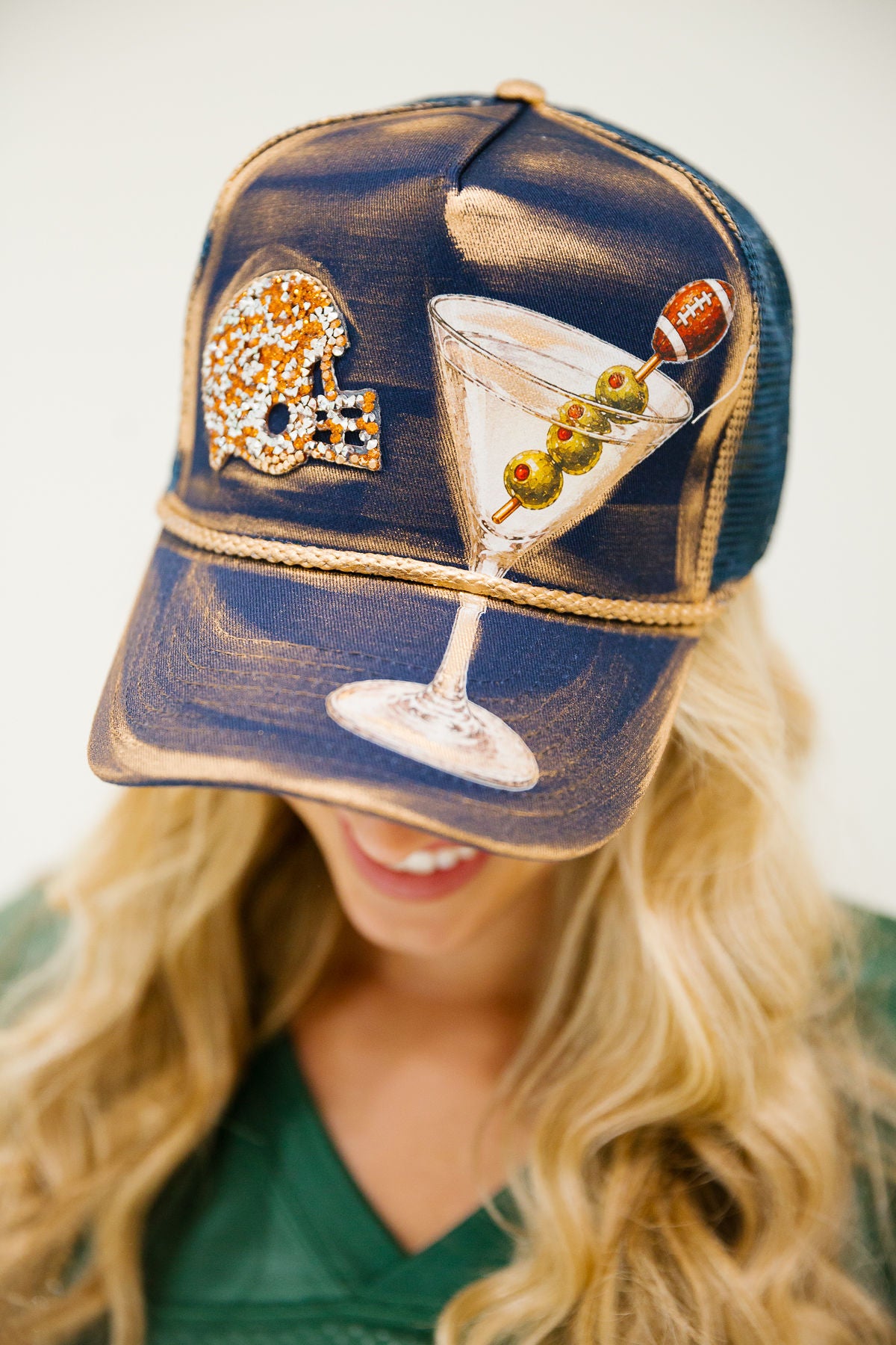 TINIS & TOUCHDOWNS NAVY STRUCTURED HAT