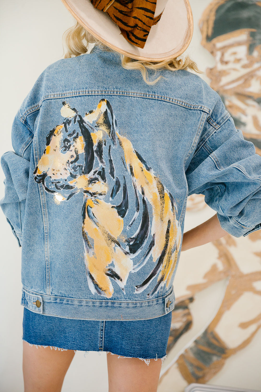READY TO ROAR HAND PAINTED DENIM JACKET