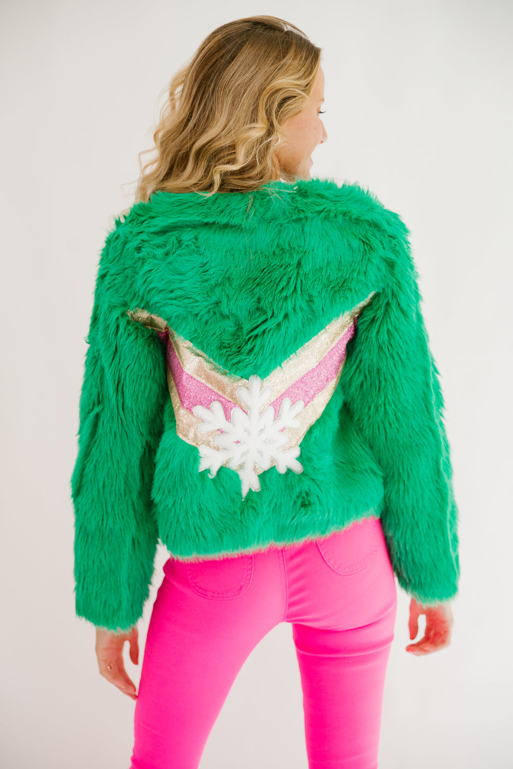 *RIBBON GREEN FUR JACKET - SMALL FLARES Judith March