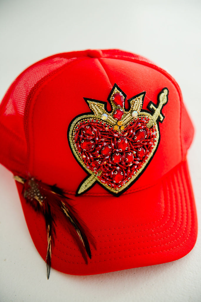 KING OF MY HEART RED TRUCKER HAT