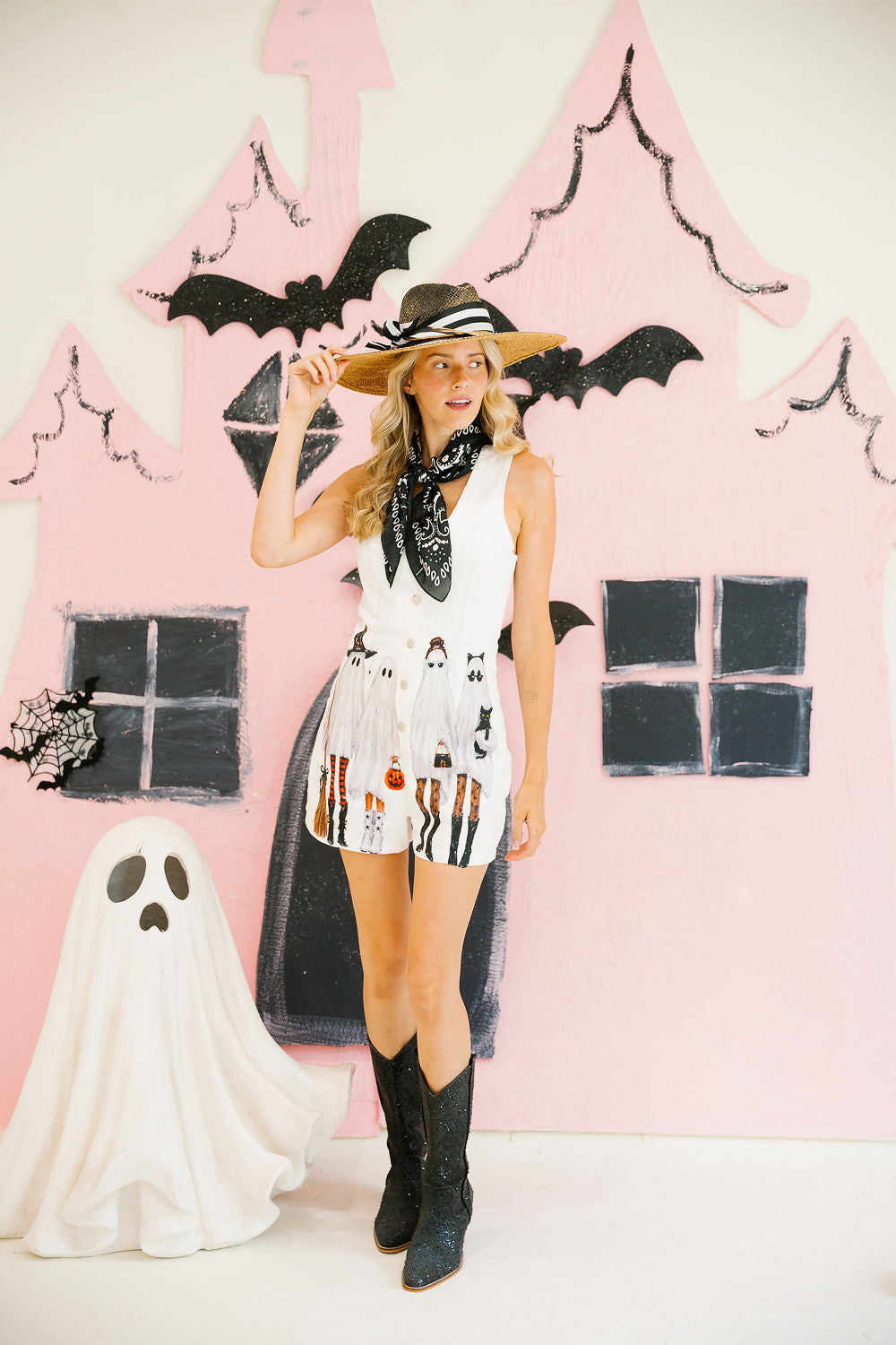 GO GHOSTS WHITE ROMPER