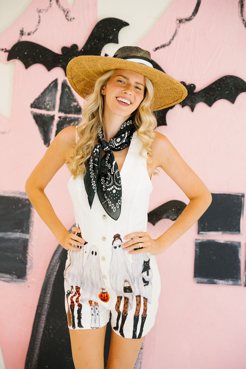 GO GHOSTS WHITE ROMPER