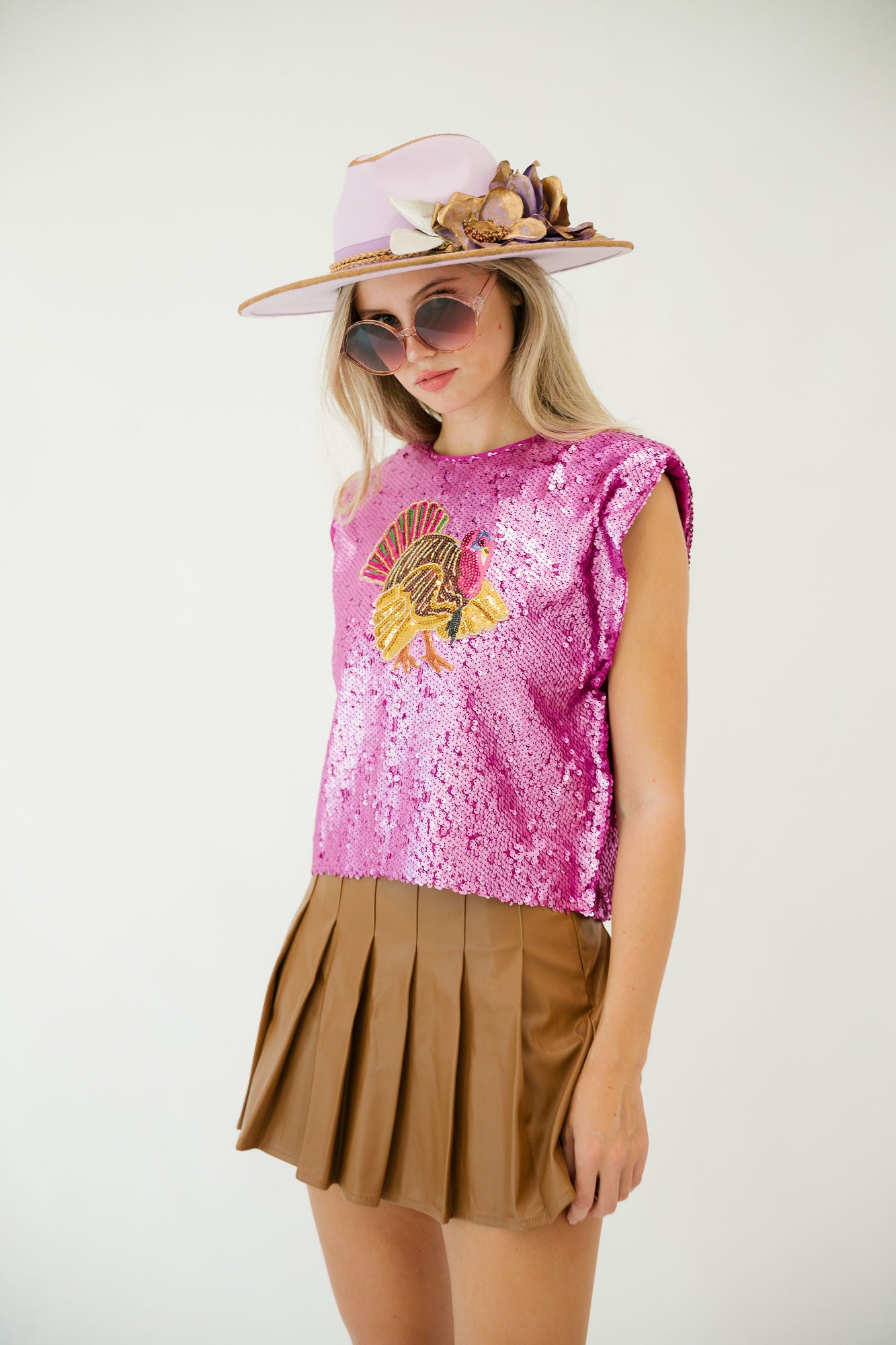 TURKEY DAY PURPLE SEQUIN TOP TANK Judith March