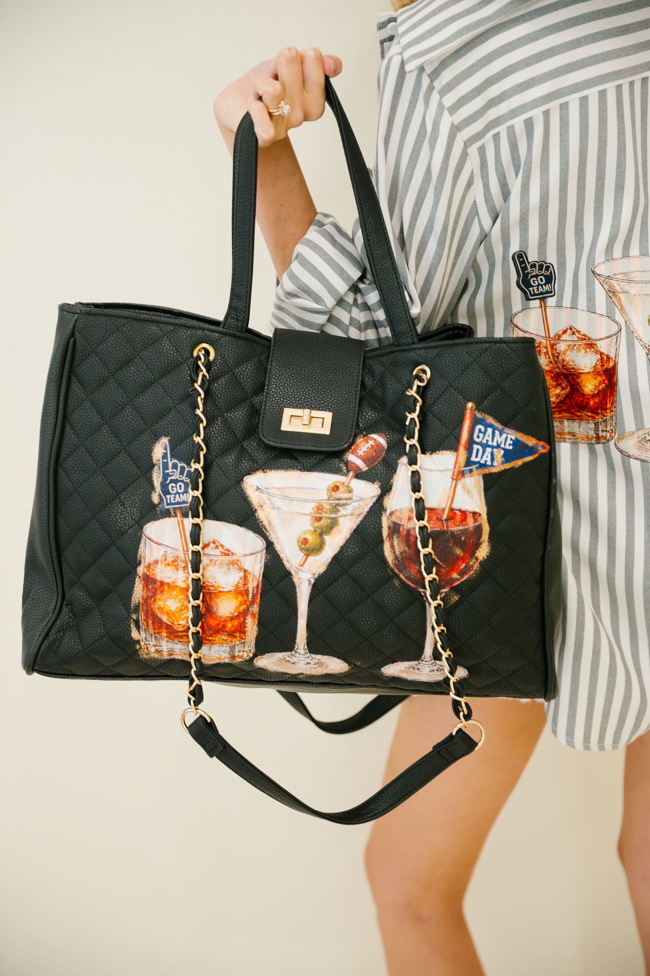 COCKTAILS & KICKOFF LUXE TOTE PURSE Judith March