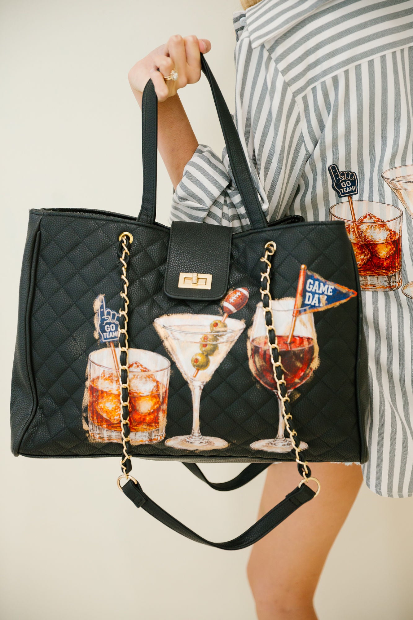 COCKTAILS & KICKOFF LUXE TOTE PURSE Judith March