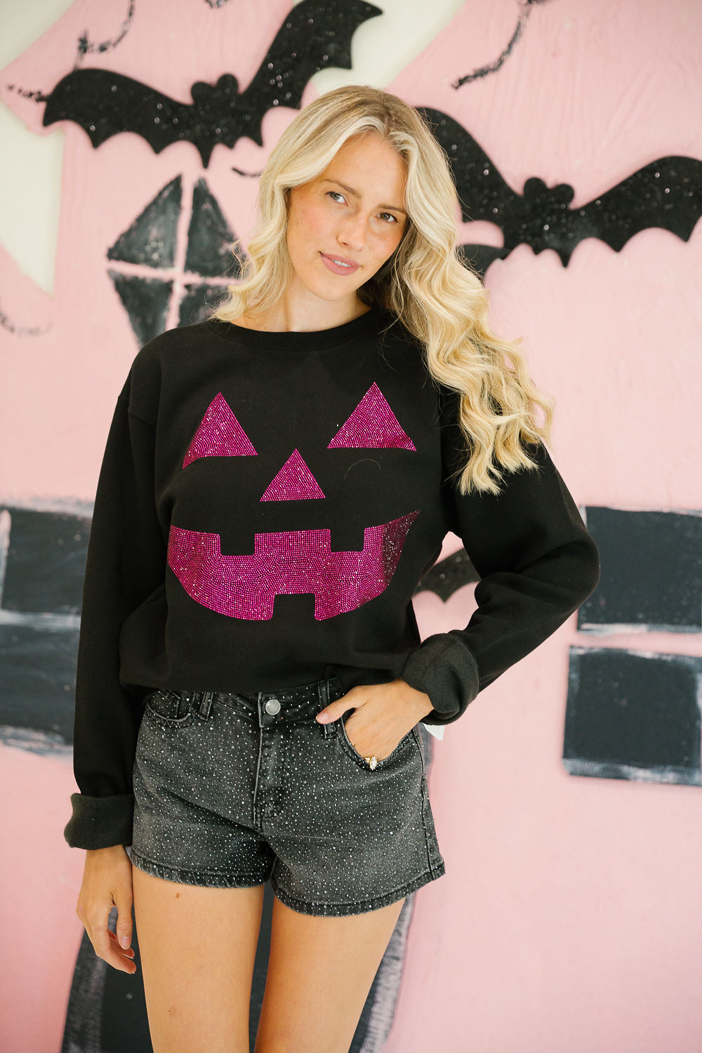 PUMPKIN FACE BLACK PULLOVER