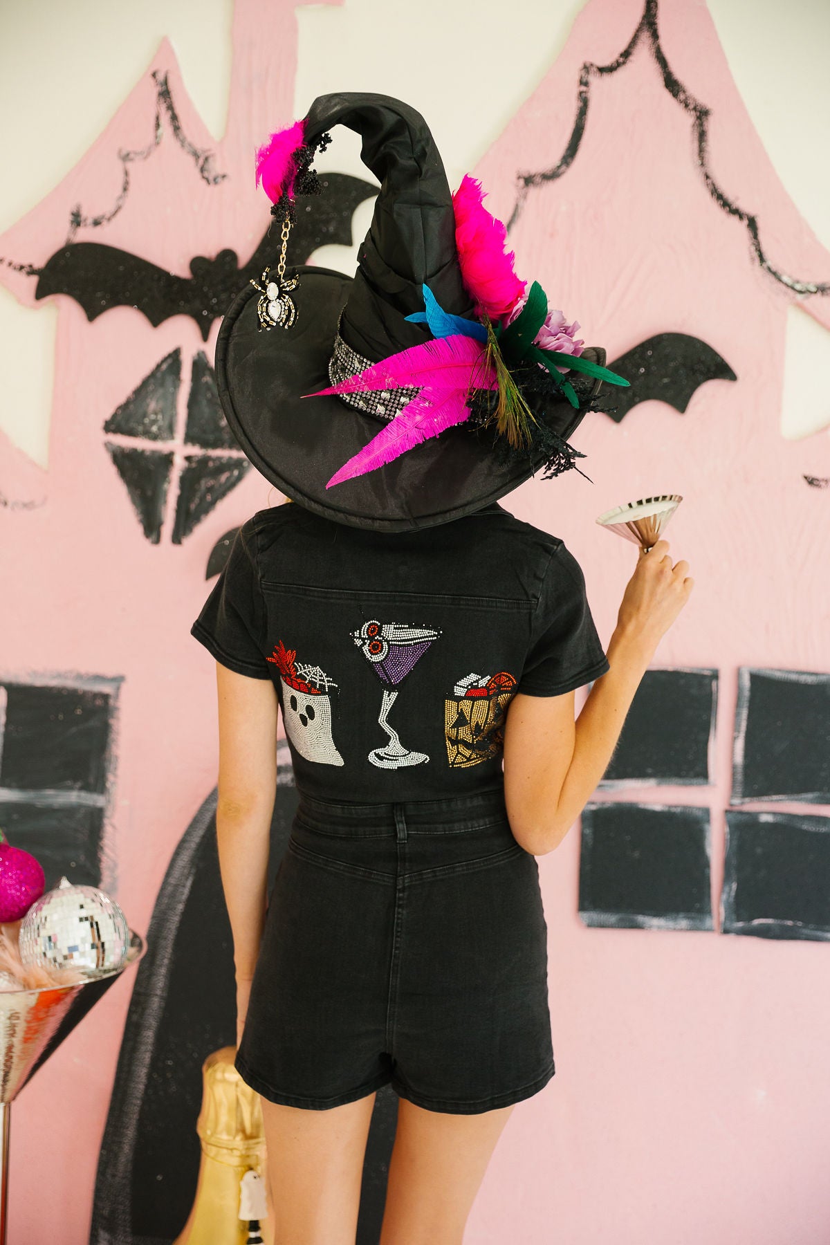 SPOOKY SIPS BLACK ROMPER ROMPER Judith March