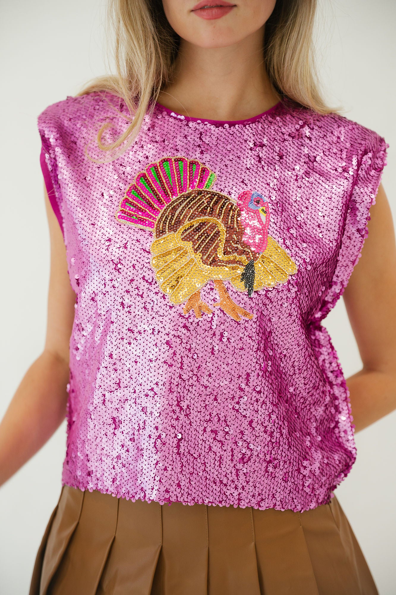TURKEY DAY PURPLE SEQUIN TOP TANK Judith March