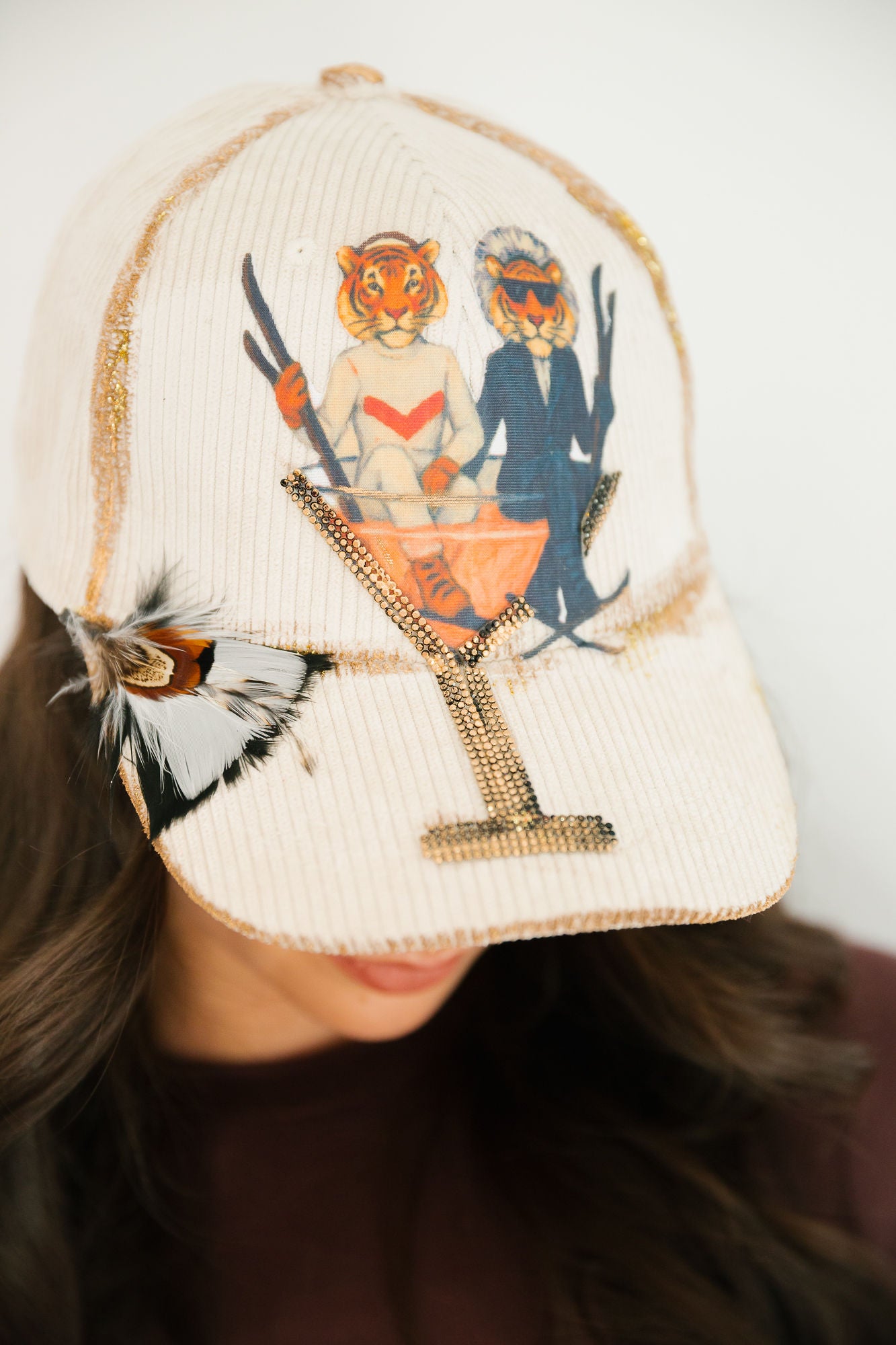 TIGER SKI MARTINI CORDUROY HAT TRUCKER HAT Judith March