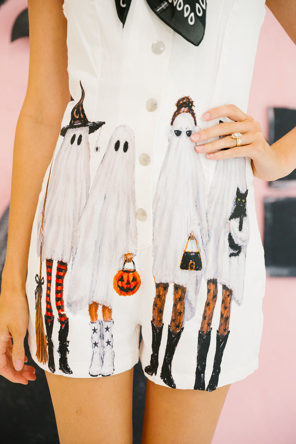 GO GHOSTS WHITE ROMPER