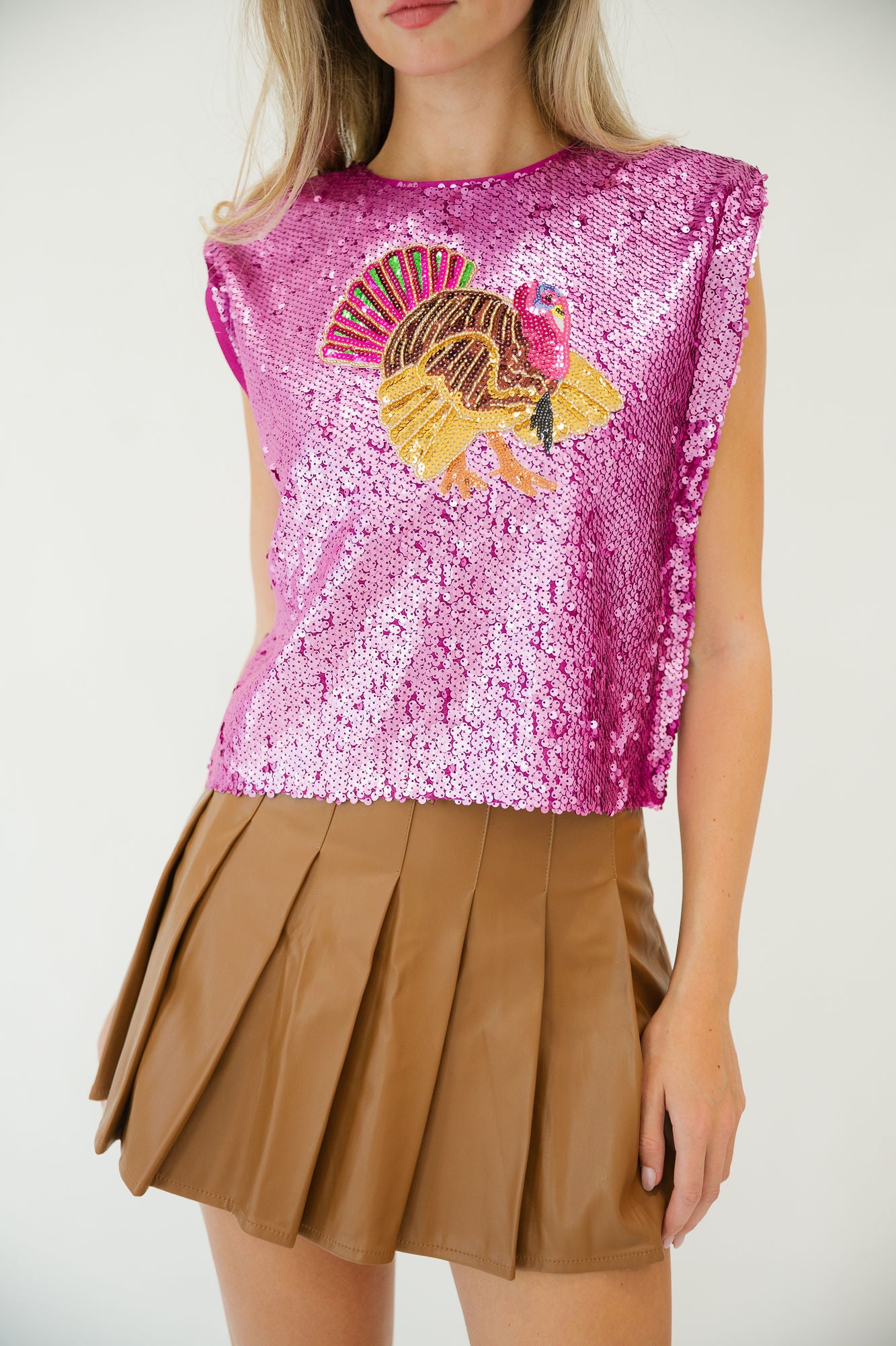 TURKEY DAY PURPLE SEQUIN TOP TANK Judith March